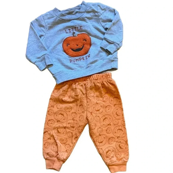 chick pea Other - Chick pea kids 2pc 3-6mo "little pumpkin" orange & grey outfit